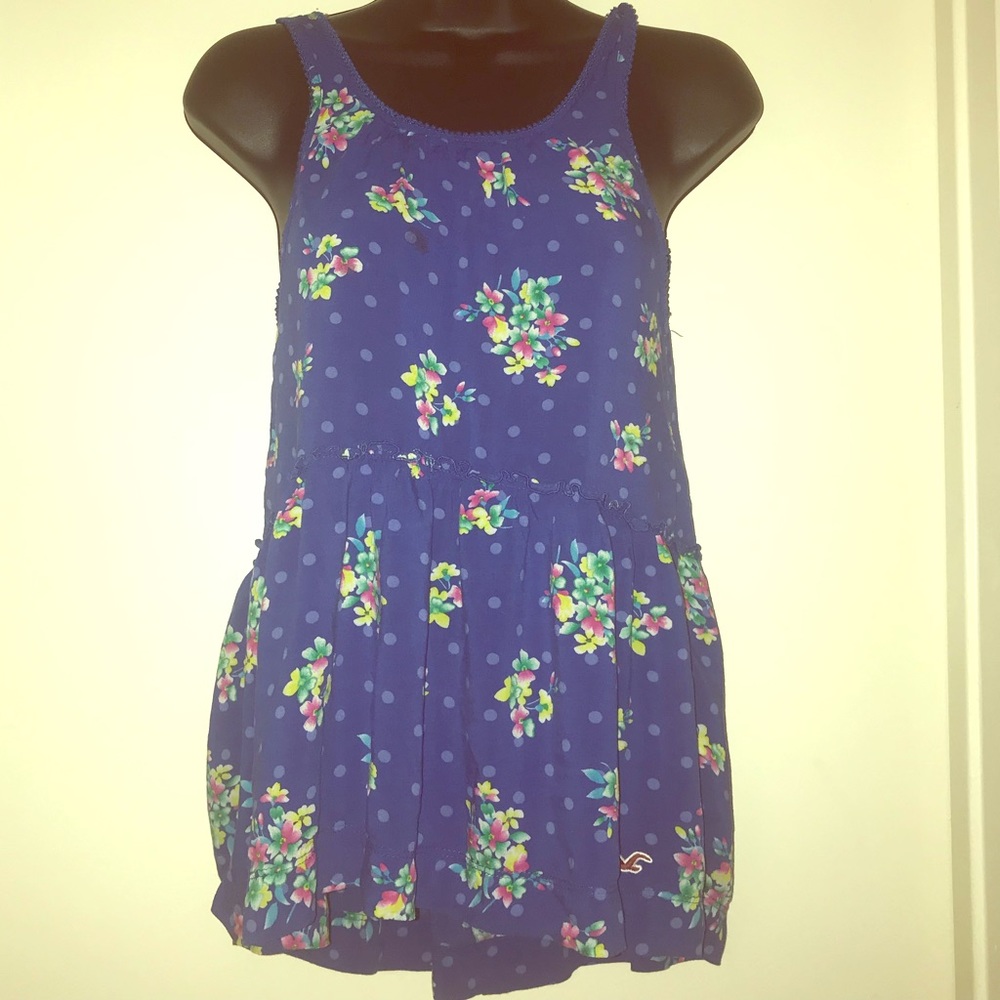 Light weight blue floral tank top- Hollister